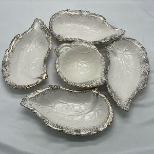 Vintage White California 594 Leaf Veggie and Dip Bowl Set